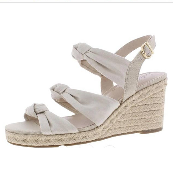 LifeStride Shoes - LIFESTRIDE WEDGE SANDAL TALENT SLINGBACK OPEN TOE CREAM ROPE HEEL ESPADRILLE NEW